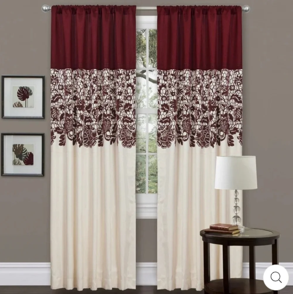 Lush Decor Estate Garden Flocked Window Panel Curtains Set